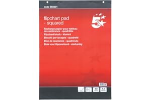 5 Star Office (A1) Flipchart Pad Perforated 40 Sheets Feint 20mm Squared (Pack of 5)