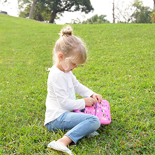 Tablet Tasche | Evecase Neopren Zuckersüß „Prinzessin Party“ Kinder Tablet Schutzhülle mit Handgriff für Tablets in 7 – 8 Zoll – Pink / Lila XS - 6