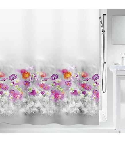 Spirella Anti-Schimmel Duschvorhang – 180x180 Cm, Polyester, Wasserdicht, Bambus-Design