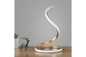 NUÜR Spiral LED Table Lamp, Modern 3 Colors Dimmable Desk Lamp with Minimalist Lighting Design & Touch Controller, Creative Stylish Smart Lamp for Bedroom, Office, Home (Gold)