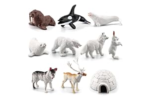 HUSHUI Figuras de Animales de Juguete, 10 Piezas Círculo ártico Océano Mar Juego de Figuras de Animales Modelos de Aprendizaje de Animales Figuras Navidad Año Nuevo Cumpleaños Regalo para niños