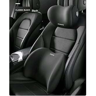 CRENTILA Car Neck and Back Cushion Memory Foam Lumbar S...