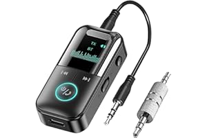 EFFDRDFS Trasmettitore Ricevitore Bluetooth 5.4, Adattatore 2 in 1 Audio 3.5mm Aux Jack, Wireless Trasmettitore Bluetooth per TV, Adattatore Bluetooth Aux Audio per Auto/Aereo/Stereo/TV/PC