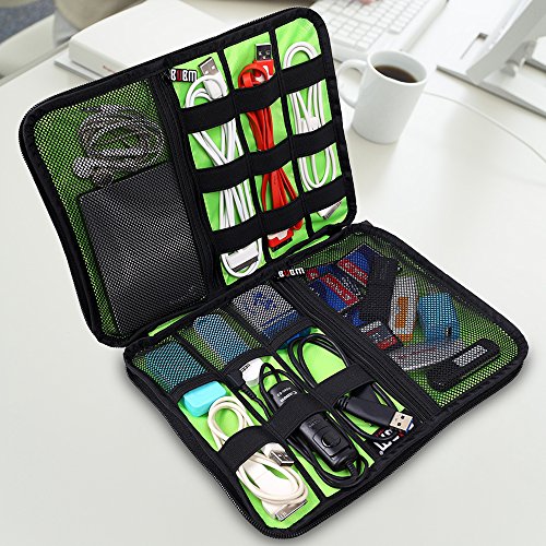 BUBM Tragbare Universal Electronics Zubehör Organizer, Travel Gear Organizer für Handys, USB-Kabel, Netz Banken, Kameras, Festplatte und Etc.by Senhai (Large, Schwarz) - 7