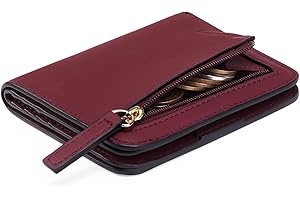 GAEKEAO Portafoglio da Donna in pelle, Portafogli Donna Piccoli con cerniere blocco RFID Portamonete, 7 Scomparti per Carte con 1 Finestra di Identificazione e 1 Tasca con Cerniera