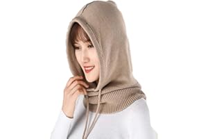 Yekeyi Cagoule d'hiver tricotée en cachemire - Masque de ski - Bonnet d'extérieur pour femme