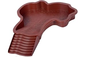 Pewihyer Extra Large Reptile Bathing Pool Reptile Feeding Dish Water Bowl with Ramp Aquarium Ornament for Gecko, Snake, Turtle, Bearded Dragon, Lizard Bath (Brown-red)