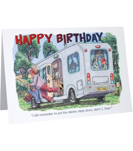 Happy Birthday Motorhome Caravanning Humour Cartoon A5 Funny Blank