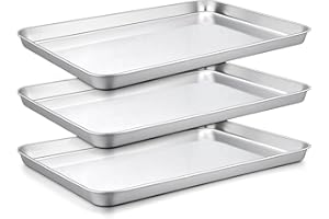 HaWare Oven Baking Tray, Stainless Steel Cookie Sheet Pan Set of 3-31.4 x 24.6 x 2.5 cm,Great for Baking/Cooking/Serving, Healthy & Non Toxic, Mirror Finish & Dishwasher Safe