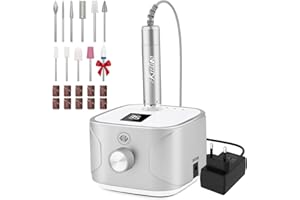 Kredioo Fresa per Unghie Professionale 35000RPM, Fresa Unghie, Lima Per Unghie Elettrica, Manicure e Pedicure, Trapano Elettrico per Rimozione Gel/Smalto, Argento