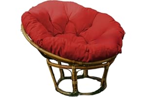 HAUS & GARTEN chilly pilley Papasan Papasan Sillón Ratán Cojín para Sillón Cojín para Sillón Cojín para Jardín Cojín para Asiento Acolchado con Lazos Redondos (120cm, Rojo)