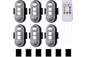 AVCXEC 6 Stück Kabellose LED Lichter, 8 Farben Strobe Drone Light, Wasserdicht Auto Fernbedienung Blitzlicht mit Fernbedienung, USB-Aufladung Antikollisionslichter, LED Aircraft Strobe Lights