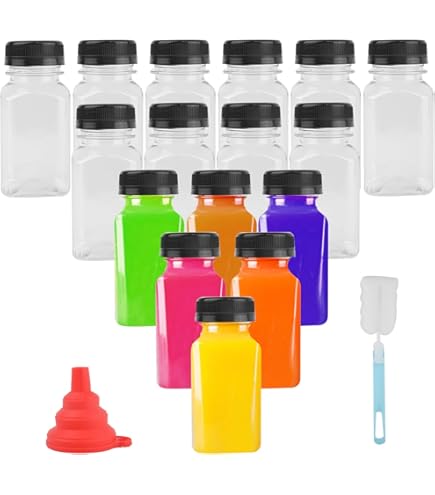 ZEONHEI 36 Plastic Sapflessen 200 Ml – Doorzichtig, Met Aluminium Deksels, Lekvrij, Voor Smoothies En Shakes