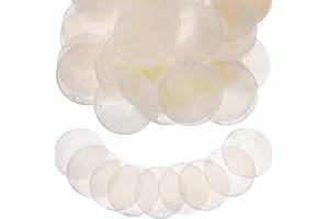 SEWACC Nature Capiz Shell Charms 50PCS 5MM Round Seashell Pendants 2 Holes DIY Crafts for Wind Chimes Jewelry Making