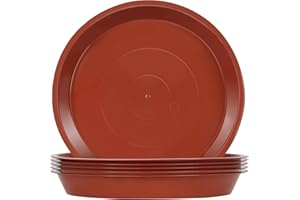 Muzhira 6 Stück Blumentopf Untersetzer, Untersetzer für Blumentöpfe, Kunststoff Blumenuntersetzer für Innen- und Außenpflanzen - 38.5cm/Rot