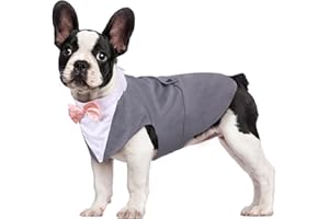 Kuoser Abito Smoking per Cani, Set Vestito Bandana Collare Cani per Matrimoni Cani Smoking Elegante con Papillon, Formale Vestito Cani Partito, Rimovibile Cravatta Cane e Vestito