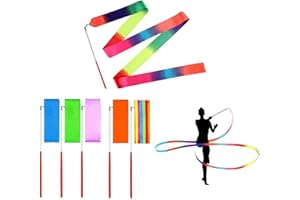 Ruban de Danse,6 Pièces Rubans de Gymnastique Rythmiques 2 Mètres Bâton de Danse Gym Fitness Rubans Ruban Danse Artistique pour Enfants Art Dance