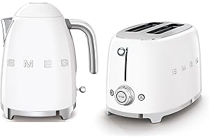 Smeg KLF03WHUK 1.7Ltr - 3kw Kettle and TSF01WHUK 2 Slice Toaster Set in White