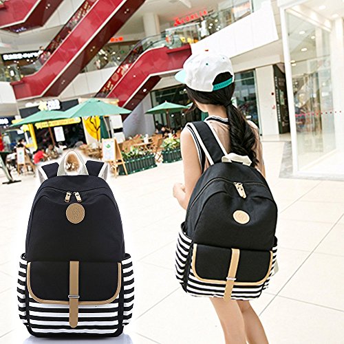 SymbolLife Rucksack damen Teenager Gro   Schulrucksack Casual Daypack Reisetasche mit M  ppchen f  r Universit  t Outdoor Freizeit 35 X 45 X 17 cm  Sc