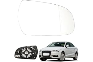 ANBOO Ersatz Spiegelglas Rechts Beheizbar Außenspiegel für Audi A3 A4 A5 B8 mit Trägerplatte, Rechts Beifahrerseite Asphärisch Außenspiegel 8K0 857 535A / 8K0 857 536A