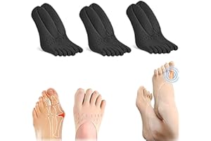 ZOOARTS Projoint - Calcetines antijuanetes, calcetines antijuanetes, calcetines antideslizantes para juanetes, calcetines antideslizantes para juanetes pequeños, calcetines de salud invisibles(negro-3 pares)