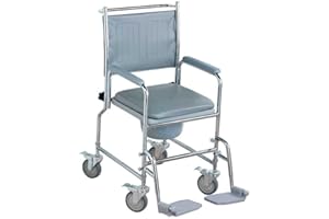 NRS Healthcare Nachtstuhl mit Rollen, gepolsterter Sitz / Rückenlehne, höhenverstellbar