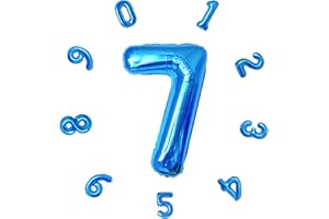 DTXLX 40" Number Balloons,Colorful Helium Number Birthday Balloons,Self Inflating Number Balloons,Foil Balloon for Birthday Party,New Year Decoration,Anniversary Decoration,Company Celebration (Blue #7)