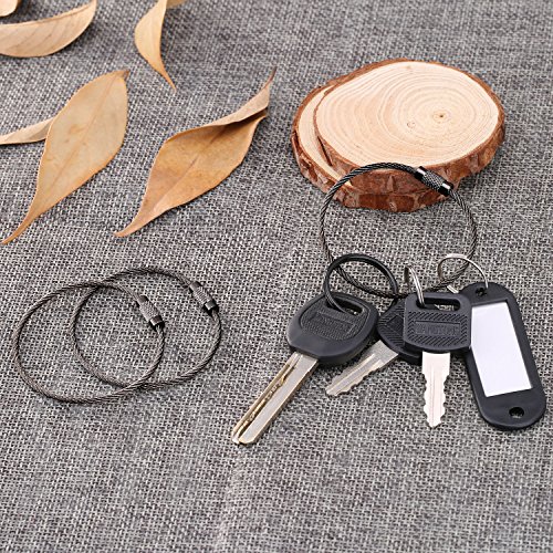 Outus Schwarze Stahldraht Keychain Kabel Schlüsselanhänger zum Aufhängen, Kofferanhänger, Schlüsselanhänger und ID Tag Halter 2 mm, 5,9 Zoll 22 Packung - 4