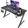Homall Gaming Tisch 120 x 60 cm, Z-Frame Gaming Schreibtisch mit Getränkehalter, Kopfhörer Haken, Computertisch PC Tisch Ergo