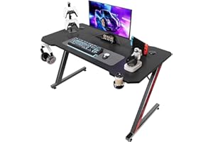 ‎HOMALL Homall Gaming Tisch 120 x 60 cm, Z-Frame Gamer Schreibtisch mit Kopfhörerhaken & Getränkehalter, Kohlebeschichtung Ergonomischer PC Computertisch, Stabiler Tisch