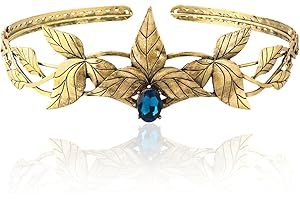 LEEMASING Coiffe frontale réglable en alliage avec feuilles et cristaux de déesse grecque pour bal de fin d'année, fête d'anniversaire, Saint-Valentin