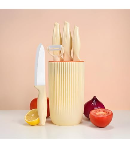 GOURMETmaxx Set 6 Coltelli Da Cucina Con Rivestimento Antiaderente: Chef, Pane, Affetta, Universale, Spelucchino E Pelapatate In Ceramica - 4