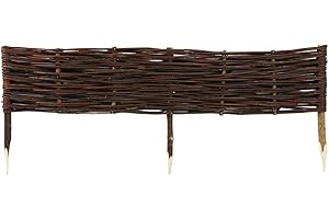 DAMIAN-WIKLINA Valla de mimbre, tamaño 100 x 20 cm, 10 unidades, valla de mimbre, valla de mimbre, valla para clavar en el suelo, empalizada para separar caminos de flores y parterres de jardín
