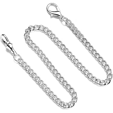 Chaîne De Montre De Poche Argentée MIRKUZI - 37 Cm - Métal Antirouille - Pour Hommes Et Femmes