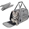 NeoStyle Cat Carrier,Premium Pet Carrier Soft Sided with Fleece Pad for Cat and Small Dogs,Portable Cozy Travel Pet Bag, Car Seat Safe Carrier (43 * 25 * 28cm, Gray(with Fluff cushion))