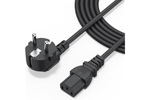 Tobfit 1,5m Stromkabel (3 Pines, IEC C13/EU CEE 7/7) Stromkabel für PC Computer Monitor Drucker Beamer