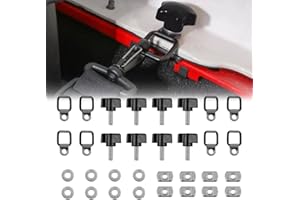 Lot de 8 vis à pouce avec écrou + rondelle + anneaux en D pour Wrangler JK YJ TJ JKU Sports/Sahara/Freedom/Rubicon X Noir