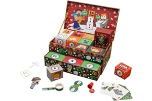 Minecraft, scatola dei ricordi, calendario dell'Avvento, 24 giorni, con regali e sorprese di cancelleria, conto alla rovescia a Natale, regalo ufficiale per giocatori | Paladone