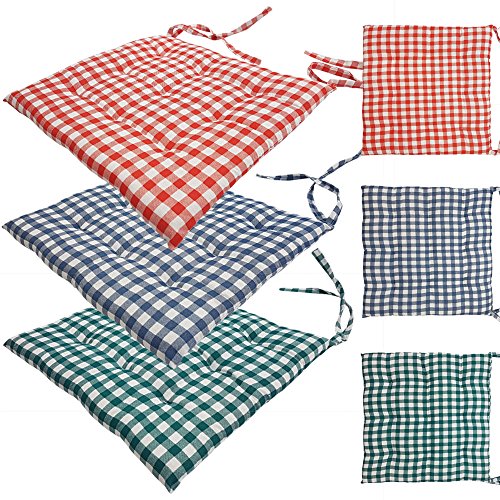2x proheim Stuhlkissen Karo 40 x 40 cm 9er Steppung in Rot gepolstertes Sitzkissen bequeme & komfortable Sitzauflage in Sparsets – Farbwahl - 5