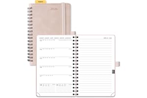 ‎POPRUN POPRUN Taschenkalender 2026 Klein Ringbuch mit Softcover, ca. A6 (16 x 10,5 cm) - Kalender 2026 Buchkalender Notizbuch (Jan.2026-Dez.2026) mit 100 GSM Papier - Zartrosa