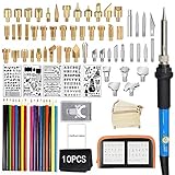 [TEMPERATURA AJUSTABLE] - Kit de soldador ajustable con perilla de ajuste de temperatura para ajustar la temperatura de la pirografía en el rango de 200-450 grados. Esta soldadura de madera cumple con los requisitos de grabado de diferentes materiales.