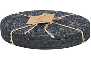 Hansmeier Posavasos y Alfombrillas de Fieltro Redondas | Gris Oscuro | Juego de 4 | 20 cm de diámetro | práctico y Elegante como Posavasos para ollas, Vasos, Cuencos y jarrones | Lavable