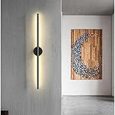 Netzy Modern Kablosuz Pilli LED Aplik, Siyah 70 cm, G&uuml;n Işığı, 1 Adet 9V Pil Dahil, Montajsız Dekoratif Duvar Lambası