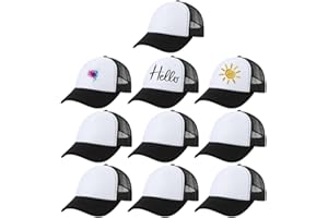Besforta 10 Stück Kinder Sublimations-Trucker-Mütze, Netzgewebe, verstellbar, blanko, einfarbig, Baseballkappen für Heimwerker