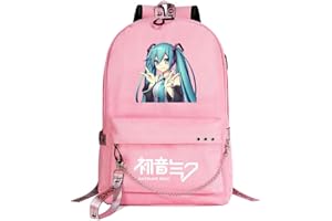 WANHONGYUE Hatsune Miku Anime Laptop Backpack 15.6" Mochila Tipo Casual Mochilas Escolares Bolsa para Mujer Niñas Pink / 2