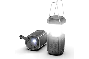 PSOOO LED Campinglampe Solar Tragbar Mit Taschenlampe und Haken 5000mAh Power Bank Wiederaufladbar Durch Kurbel und USB für Stromausfällen, Wandern, Notfall, Ausfälle