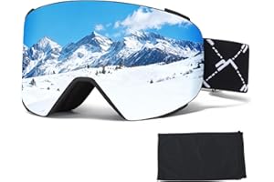 VCOROS Gafas de Esquí con Magnético Lentes Intercambiables,YH693C Gafas Esqui OTG para Unisex Ajustable Tamaño Anti-Niebla Protección UV Snowboard Nieve Espejo para Ski Ciclismo