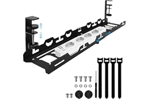 YTACREA Portacavi Sotto Scrivania, 40-74cm Retractable Vassoio per la Gestione dei Cavi Sotto la Scrivania Senza Foratura, Nascondi Cavi Scrivania, Organizer Cavi Scrivania