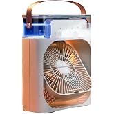 Buzlu Vantilat&ouml;r Mini Fan 5 Spreyli Su P&uuml;sk&uuml;rtmeli 600 ML Buhar Makinesi Nemlendirici Mini Klima Rgb