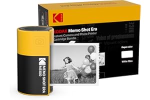KODAK Memo Shot ERA Kids Instant Digital Camera and Photo Label Printer, White (Camera with 1 Roll One-Touch Label Cartridge)